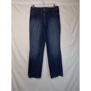 St. John Sport Women's Size 8 Blue Straight Leg Zip Up Denim Distressed Jeans